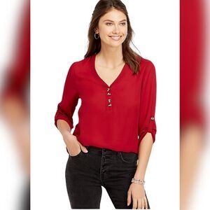 Maurices 3/4 Sleeve Blouse, Size Large, Red